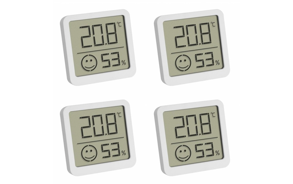 TFA Dostmann Thermo/hygromètre Digital, Blanc, set de 4