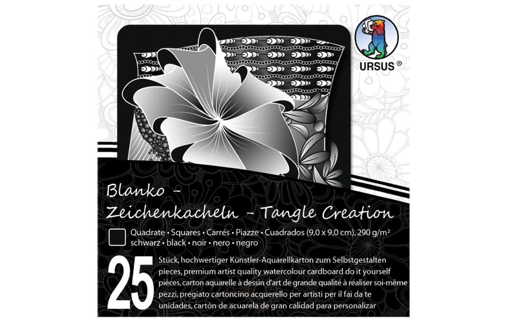 URSUS Bloc aquarelle Carreaux, 9 x 9 cm, noir, 25 pièces