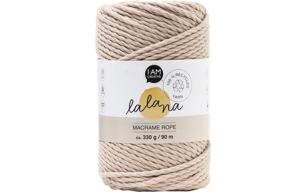 lalana Laine Corde macramé 3 mm, 330 g, Beige