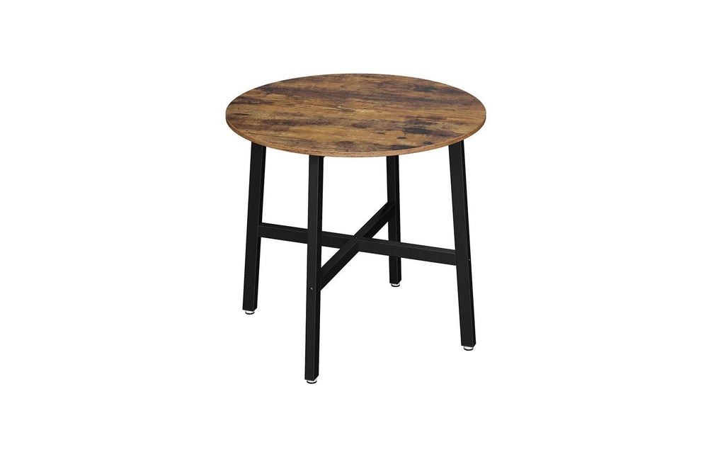 VASAGLE Table rond 80 x 75 cm, Noir/Brun