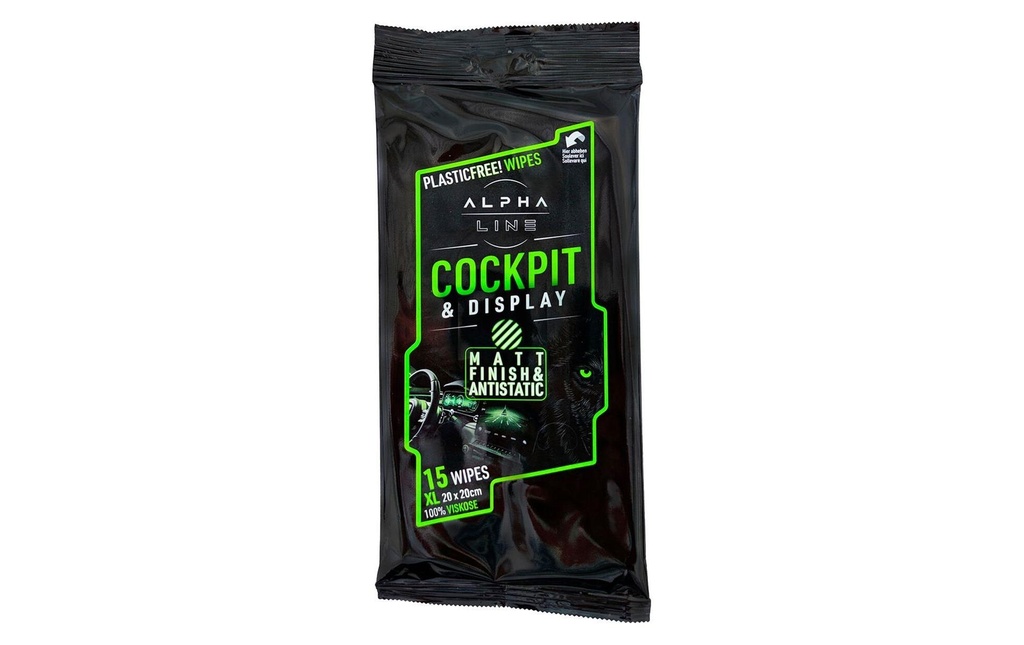 Alpha Line Cockpit Clean Wipes, paquet de 15 pièces 15 pièces