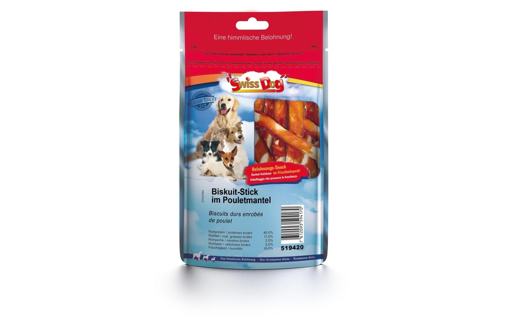 SwissDog Produit à mâcher  Bâtonnets de biscuit enrobés de poulet 100 g