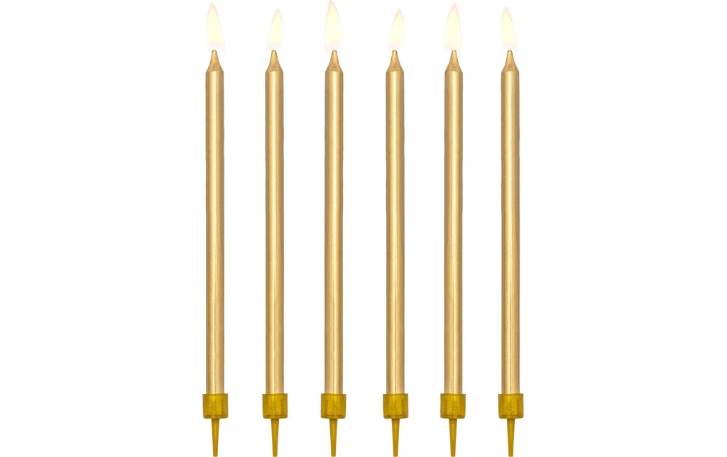 Partydeco Bougie 12.5 cm, 12 pièces, or