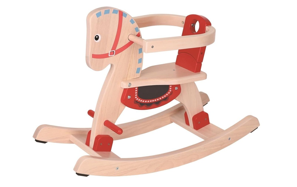 Spielba Holzspielwaren Cheval à bascule Rouge/Nature