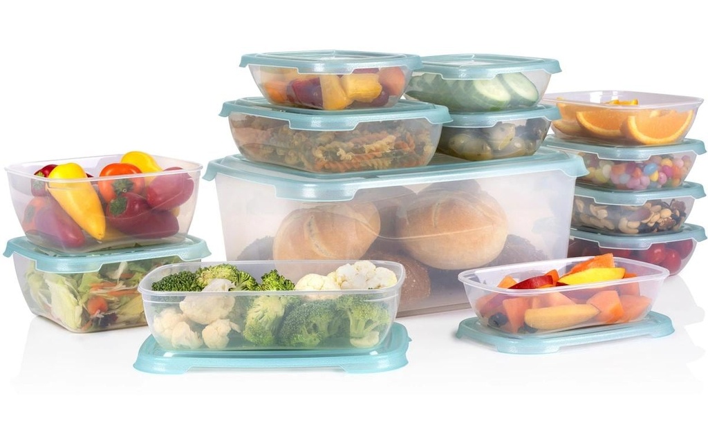 alpina Set de boîtes à provisions 13 pièces 6.8 l, Bleu/Transparent