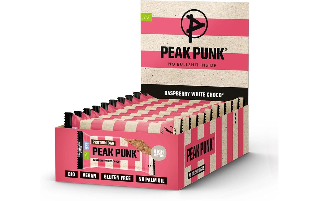 PEAK PUNK Bio Oat Protein – White Chocolate Raspberry 12 x 55 g