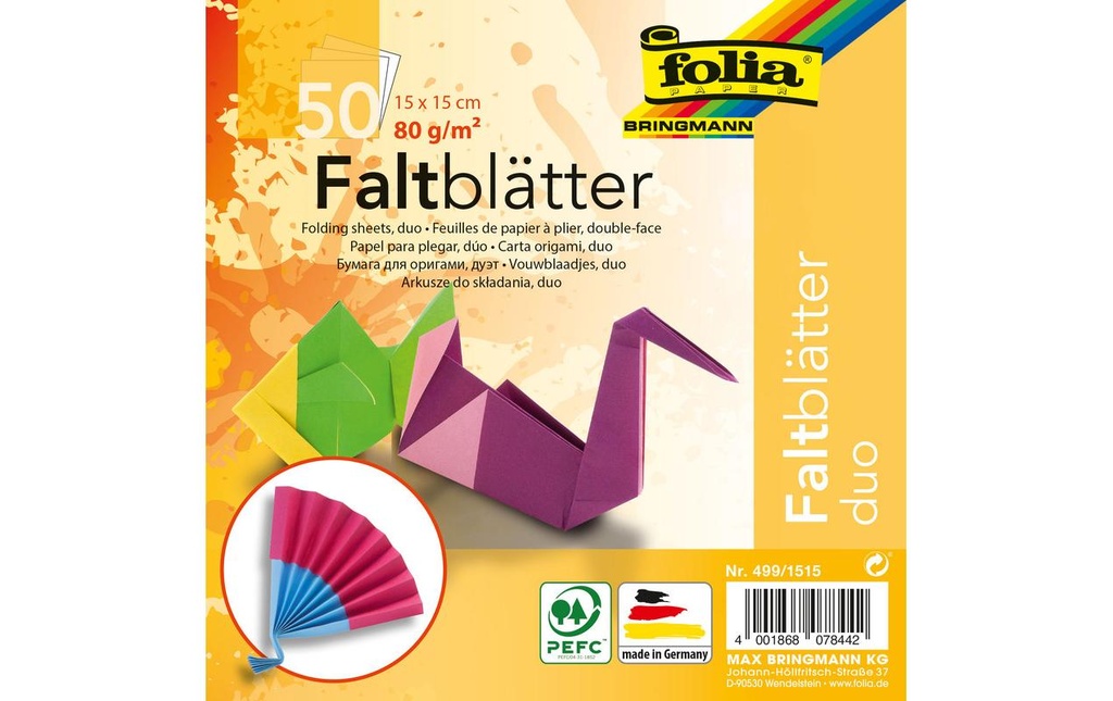 Folia Dépliants DUO 150 x 150 mm, 50 feuilles