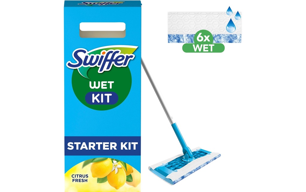 Swiffer Balai à laver Kit de démarrage 7 pièces, bleu