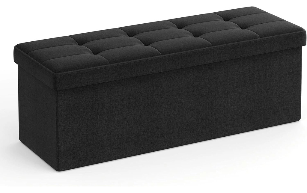 Songmics Coffre-siège Ottomane 110 x 38 cm, Noir