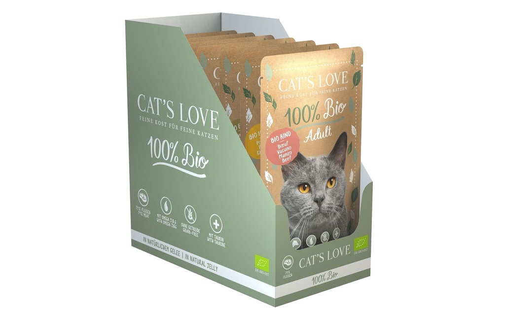 Cat's Love Alimentation humide BIO Adult Multipack, 6 x 100 g