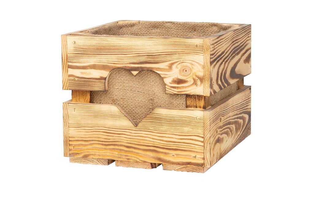 Holz Zollhaus Caisse au bois avec découpe de cœur, flambé 30 x 30 cm