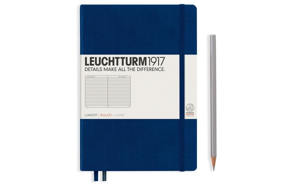 Leuchtturm Bloc-notes Medium A5, À lignes, 2 parties, Bleu marine