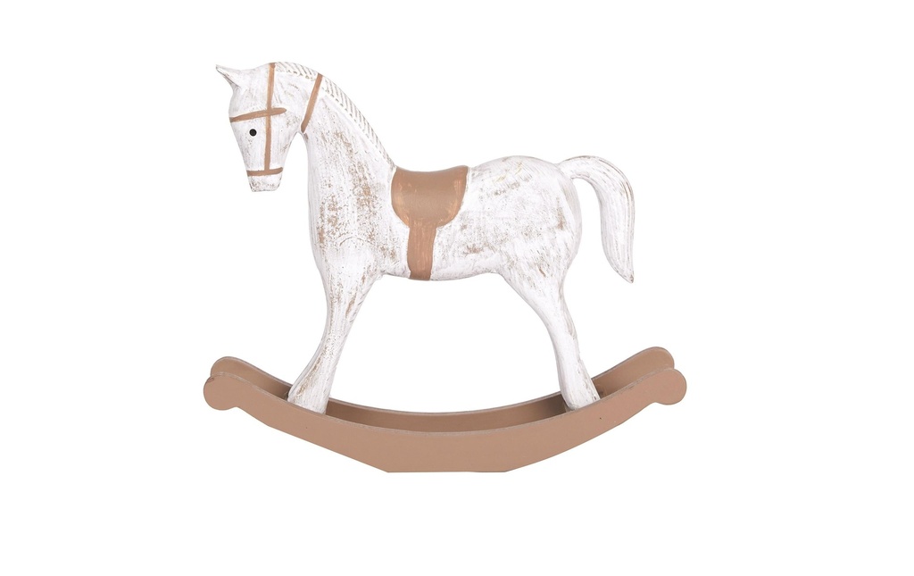 CHALET Figurine de Noël Cheval à bascule Blanc
