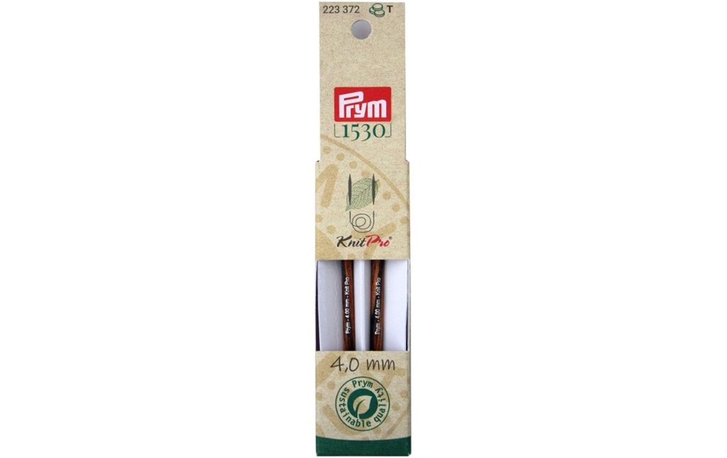 Prym 1530 Pointes d'aiguilles à tricoter Natural, court 4.00 mm, 8.7 cm, bois de bouleau