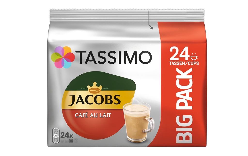 TASSIMO Capsules de café T DISC Jacobs Café au Lait 24 pièce