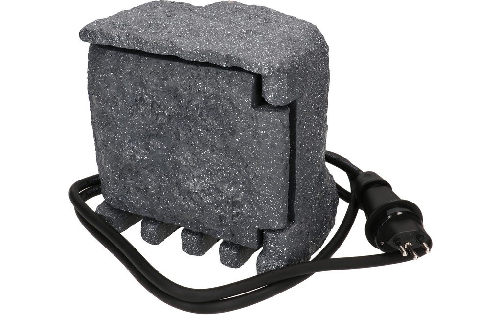 Max Hauri Prise de jardin 2x T13 IP55, Aspect pierre, gris foncé