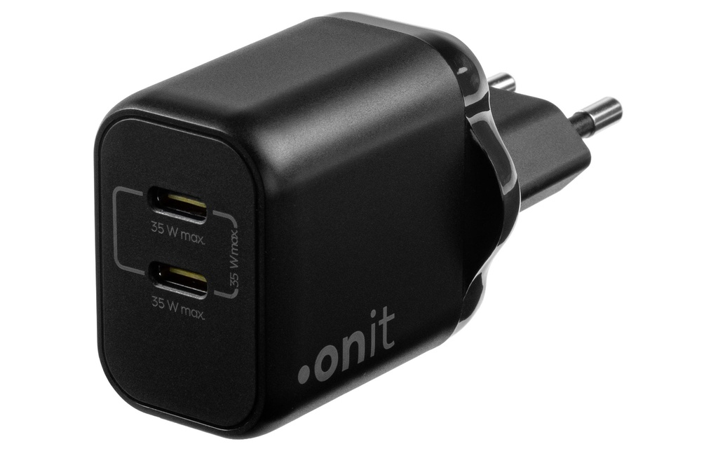 onit Chargeur mural USB Dual 2C 35 W GaN Noir