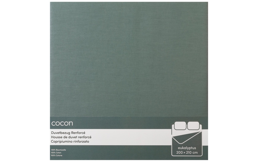COCON Housse de duvet Renforcé 200 x 210 cm, Eucalyptus