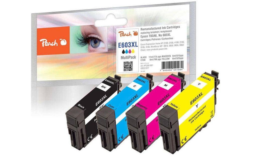 Peach Encre Epson 603XL (T03A6) 1x BK, C, M, Y