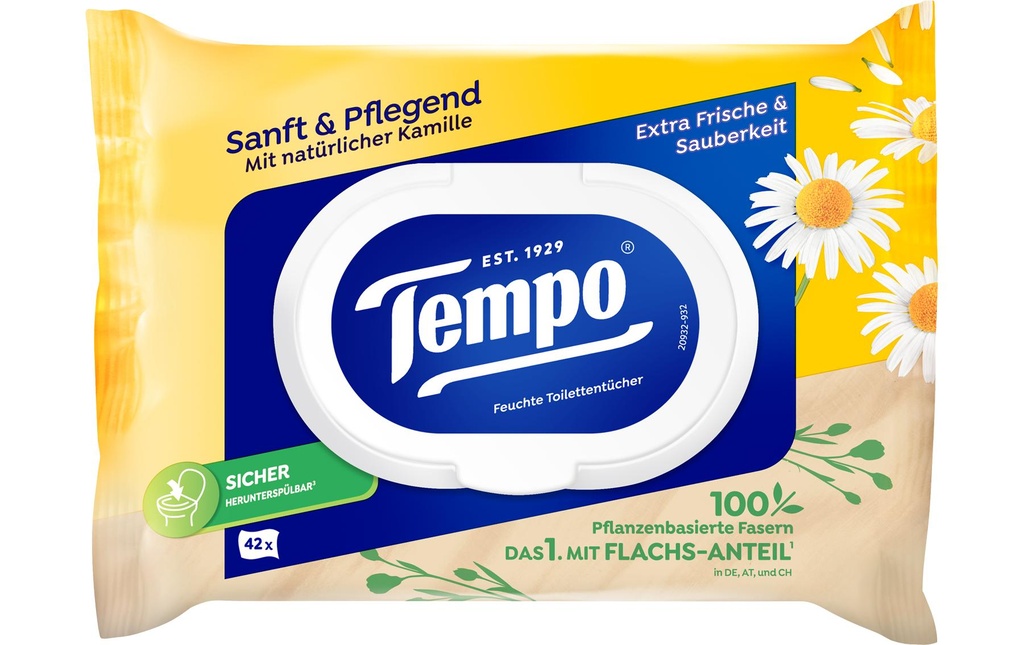 Tempo Lingettes humides doux et attentionné camomille 42 pièces