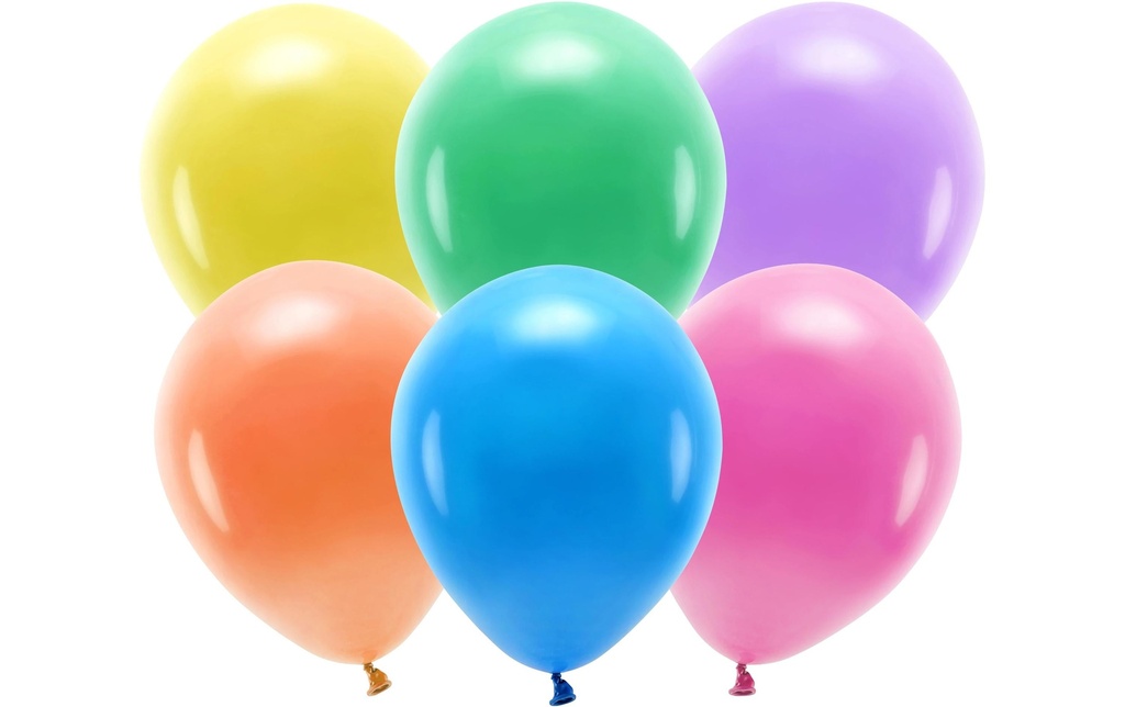 Partydeco Ballon de baudruche Uni Eco Pastel 100 pièces, multicolore, Ø 30 cm