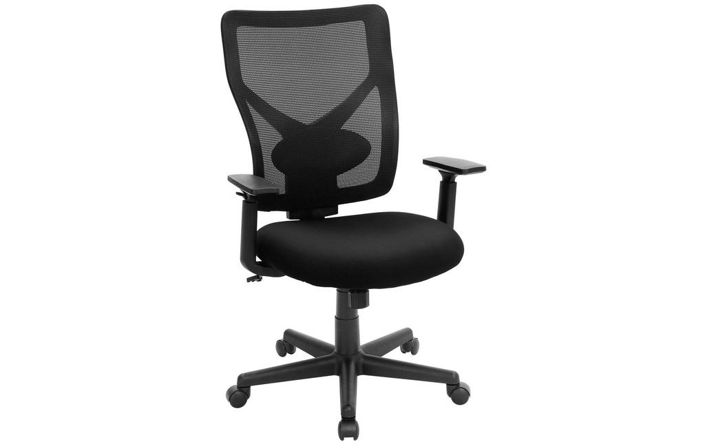 Songmics Chaise de bureau avec dossier résille et accoudoirs, noir