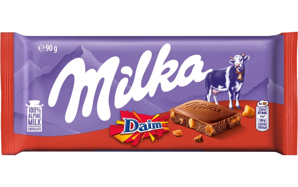 Milka Tablette de chocolat Daim 90 g