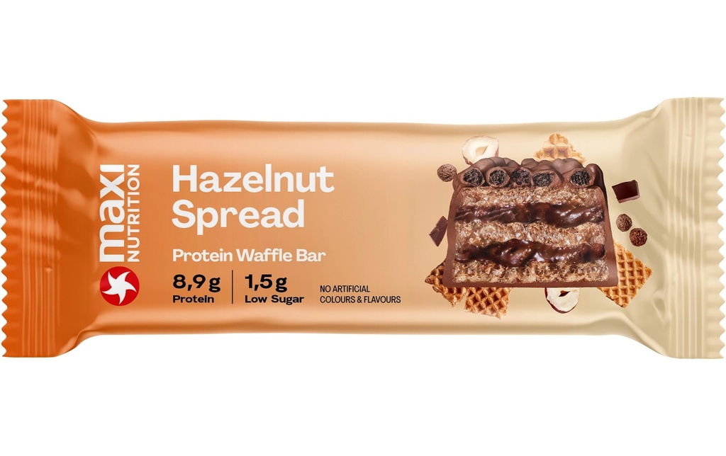 Maxi Nutrition Barre Gaufre Hazelnut Spread, boîte: 12x 39g