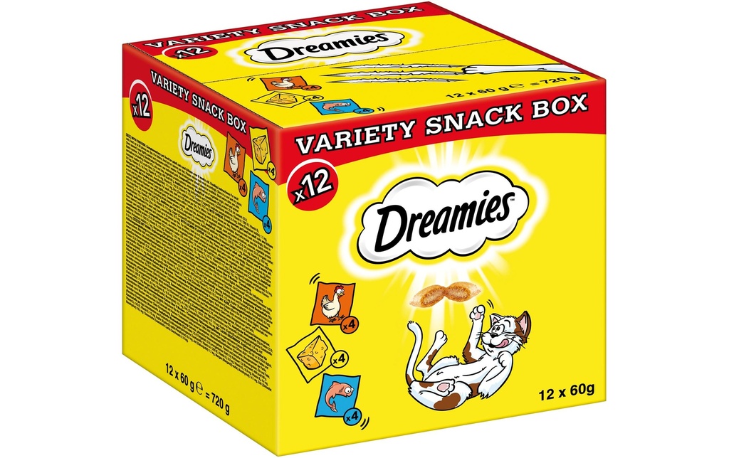 Dreamies Collation pour chat Boîte de variétés, 12 x 60 g