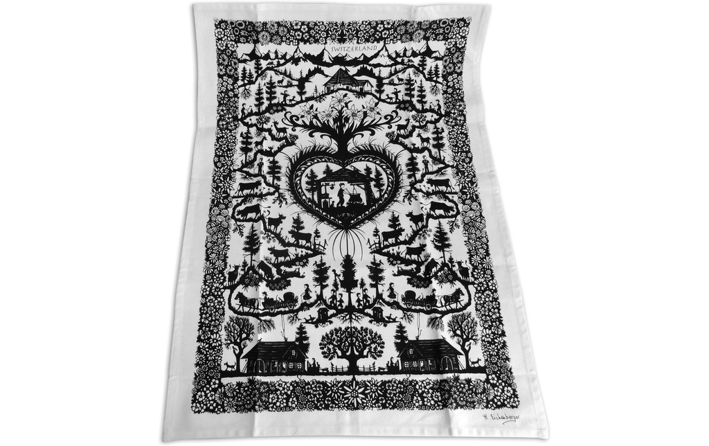 creanorm Torchon pour la vaisselle blanc avec silhouette Noir/Blanc