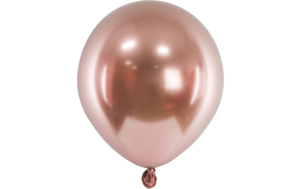Partydeco Ballon de baudruche Glossy Or rose, Ø 12 cm, 50 pièces