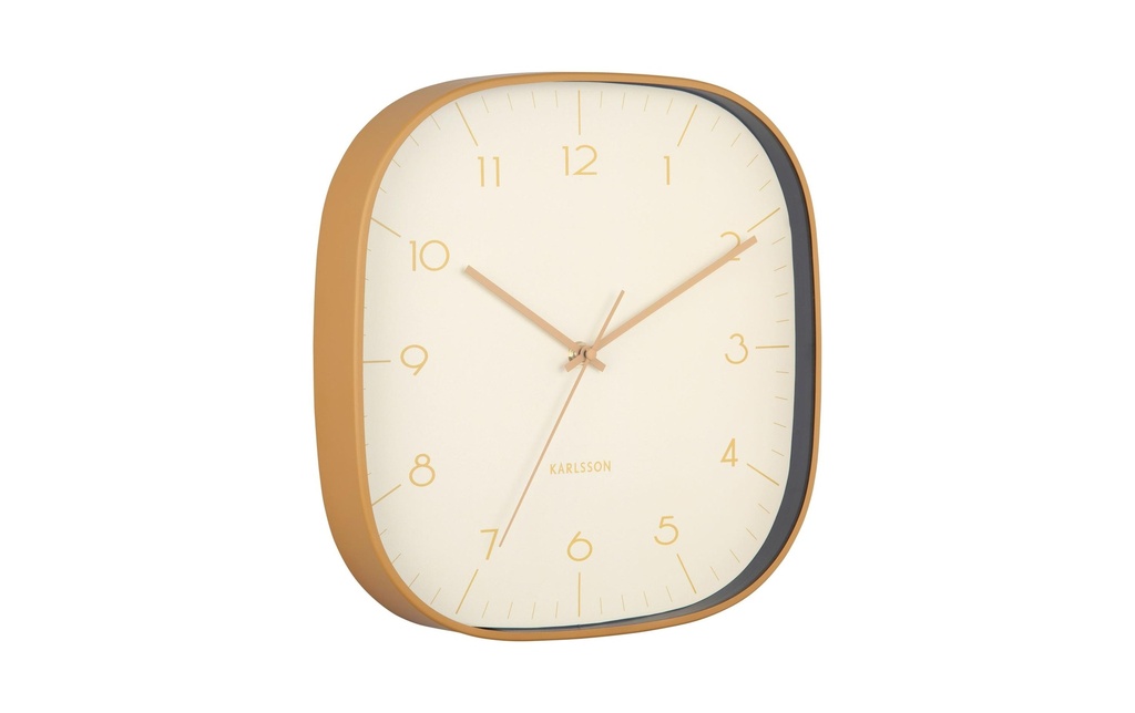 KARLSSON Horloge murale Grato Cuadrado 29 x 29 cm, jaune tendre/jaune ocre