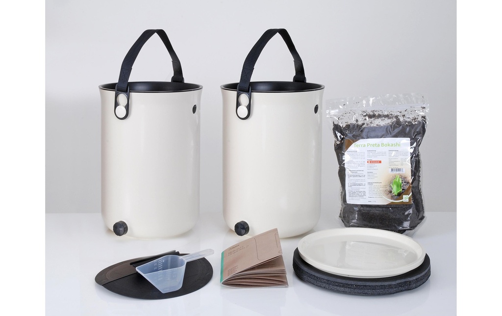 Bokashi Composteur Organko 2, Lot de 2, blanc
