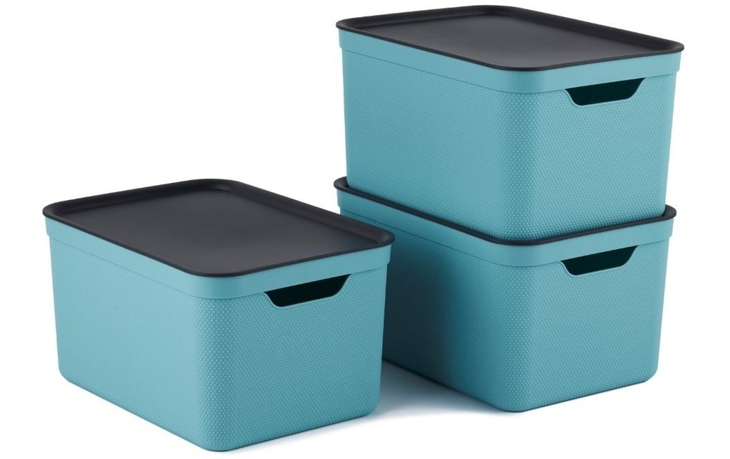 Rotho Boîte de rangement A4 Jive 3 pièces, Bleu clair