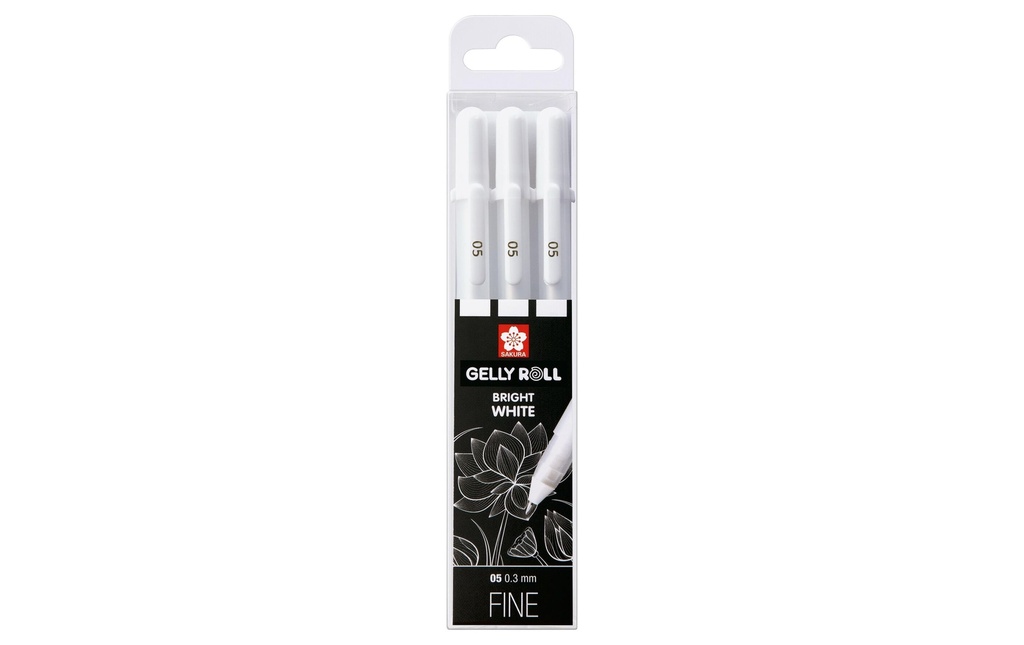 Sakura Stylo à encre gel Gelly Roll Basic Lot de 3 Amendes, blanc