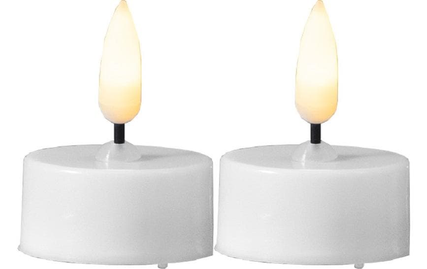 Star Trading Set de bougies à chauffe-plat LED Flamme Ø 3.8 x 5 cm, Blanc, 2 pces