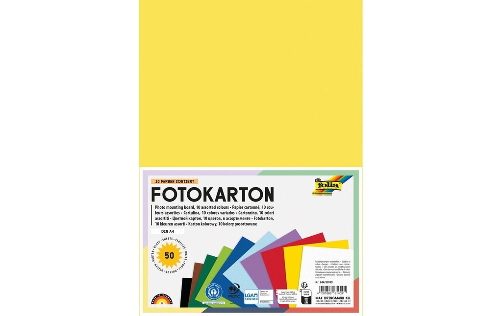 FOLIA Carton photo A4 couleur ass. (50 pces)