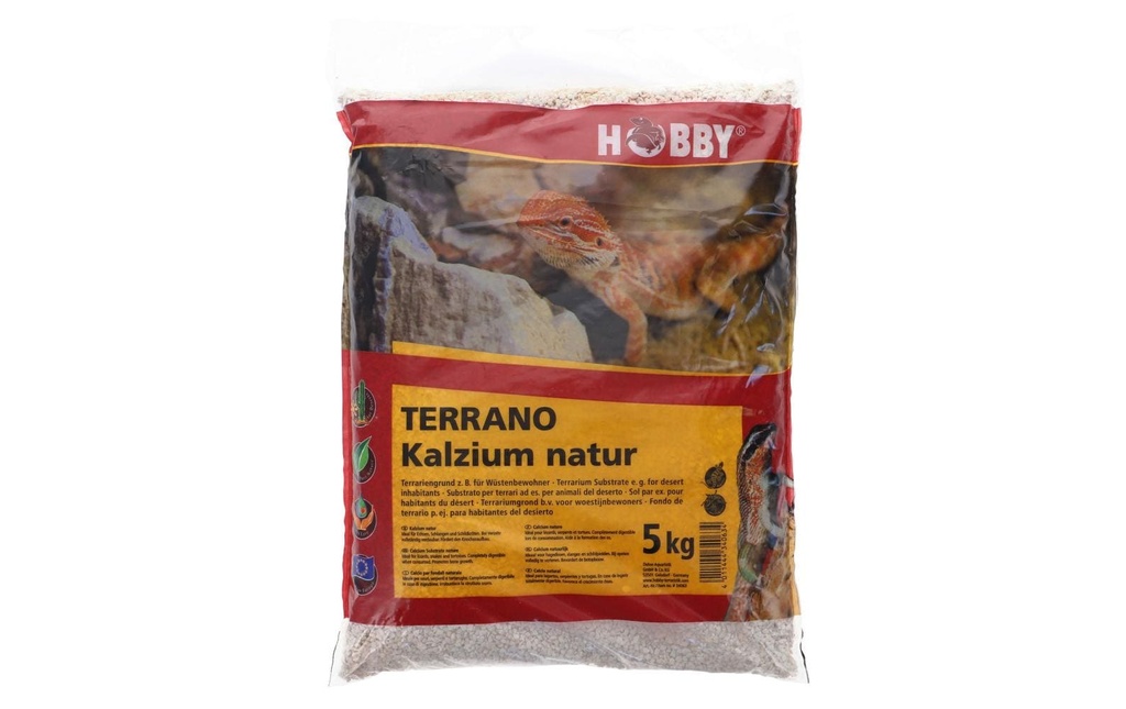 Hobby Terraristik Substrat de sol Calcium Terrano, Naturel, Ø 2-3 mm, 5 kg