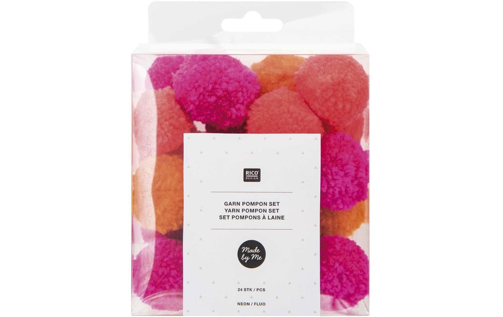 Rico Design Pompon Set Ø 3 cm Mélange de néons, 24 pièces