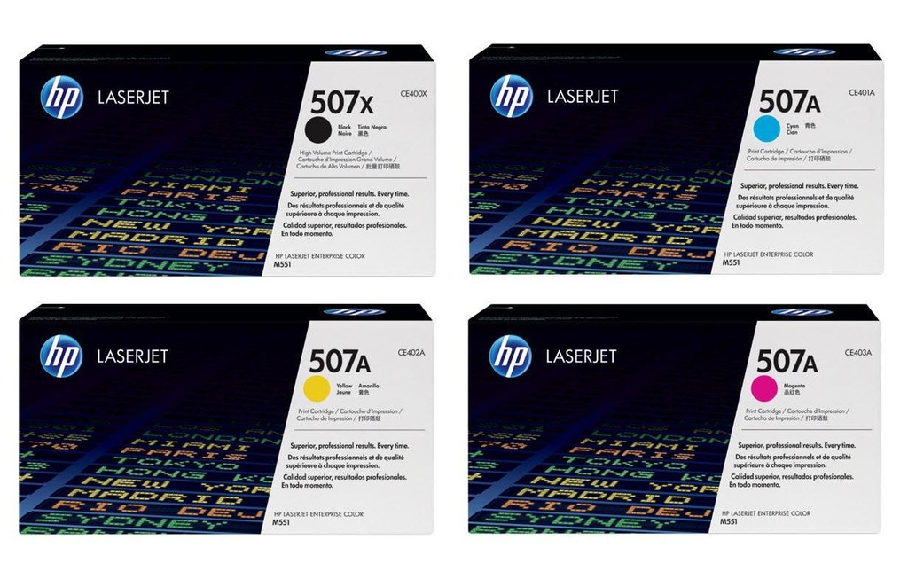 HP Kits arc-en-ciel Nr. 507 (CE400X-CE403A) BL/C/M/Y