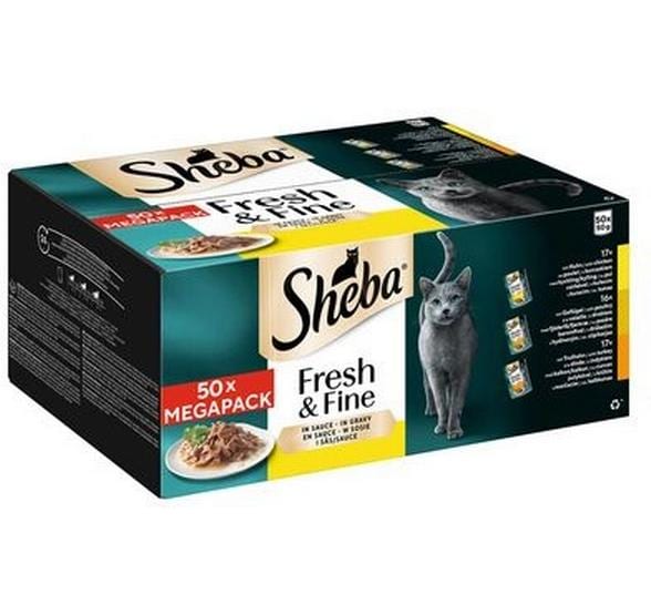 Sheba Alimentation humide Fresh & Fine en sauce Variation de volaille, 50 x 50 g
