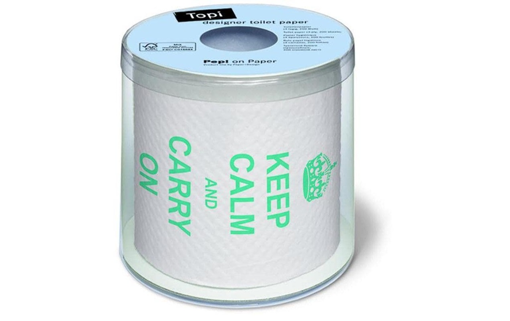 Paper + Design Papier toilette Keep calm 1 rouleaux à 3 couches, Multicolore