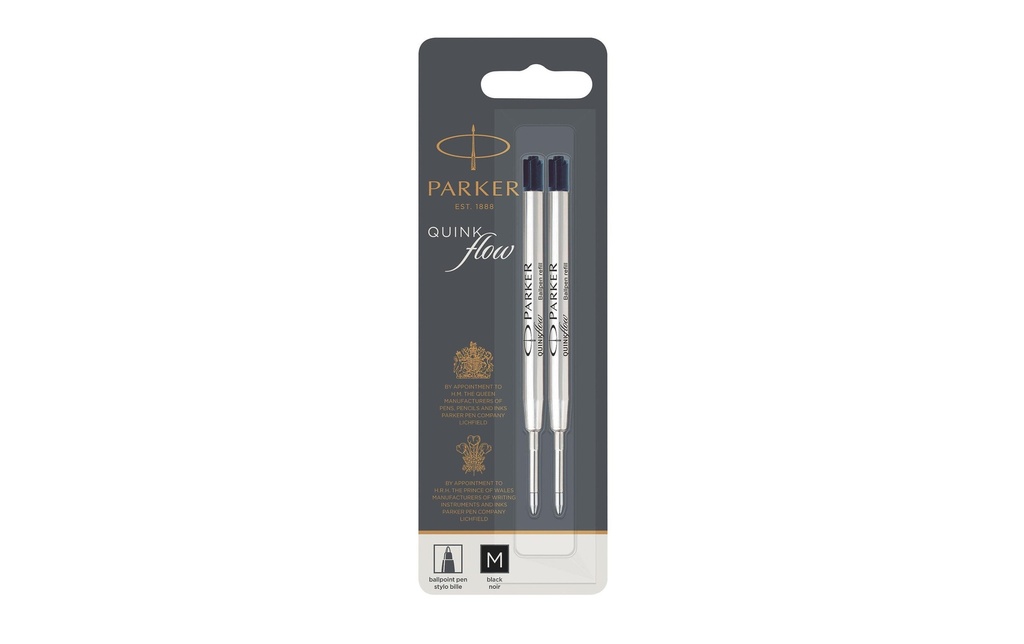 Parker Cartouche Quinkflow Mine 2 x Noir, moyen (M)