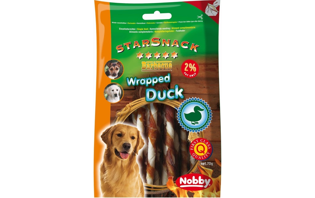 Nobby Produit à mâcher  StarSnack Barbecue Wrapped Duck, 70 g