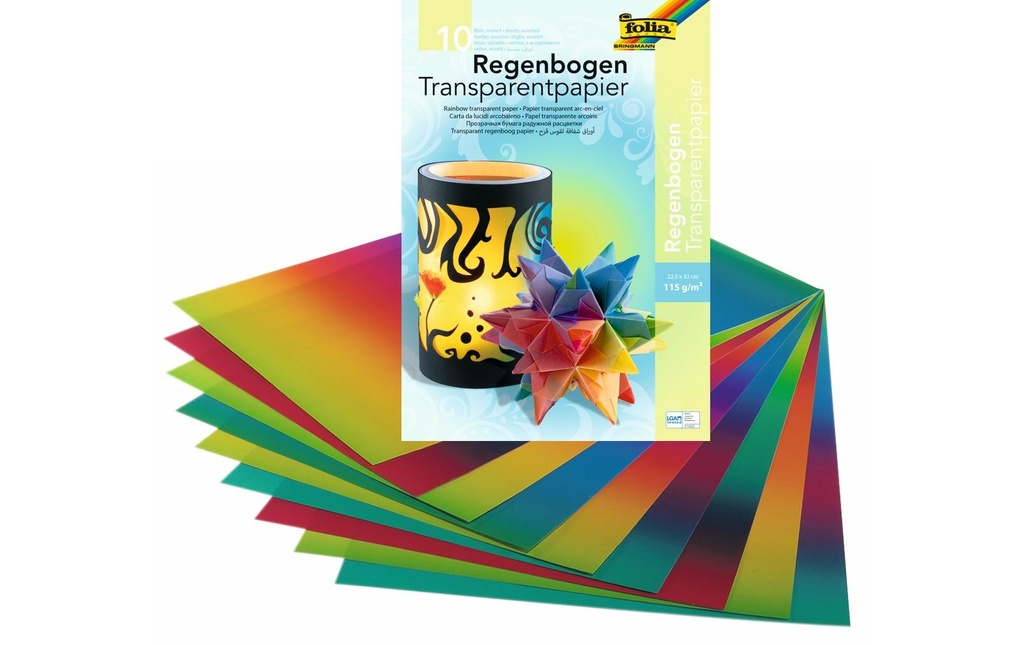 FOLIA Papier arc-en-ciel transparent (10 pces)