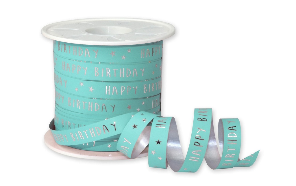 Pattberg Ruban cadeau Happy Birthday 1 cm x 100 m, bleu