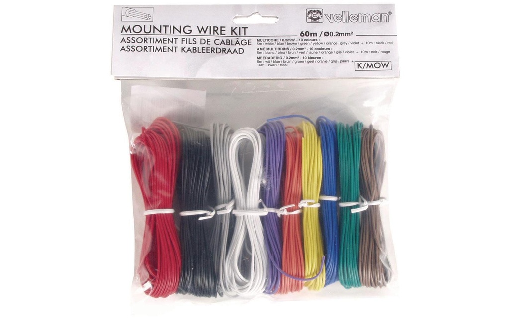 Velleman Câble K/MOW fil 0.2mm², 60m, 10 pièces