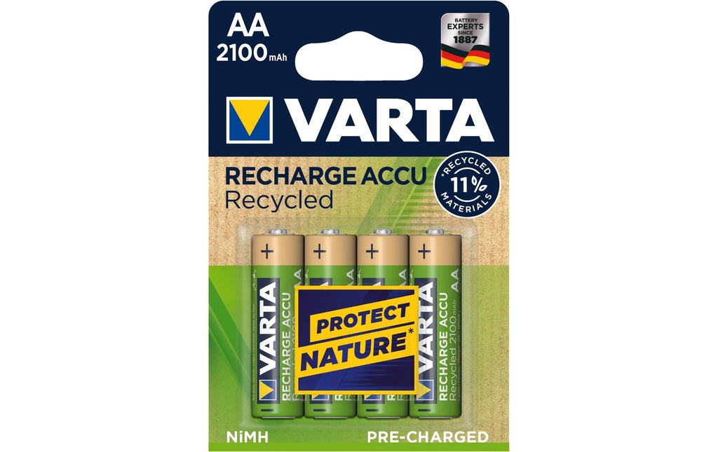 Varta Batterie Recycled NiMH Mignon AA 2100 mAh, 4 Pièce/s