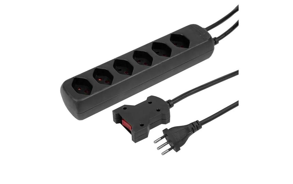 STEFFEN Bloc multiprises POWER EASY 6xT13 avec interrupteur à câble Noir