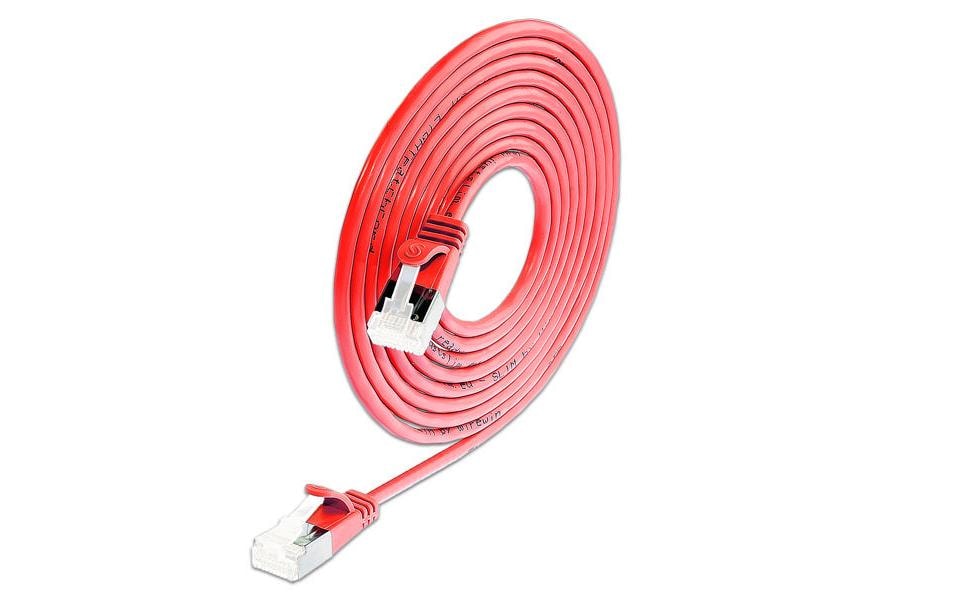 SLIM Câble patch slim RJ-45 - RJ-45, Cat 6A, U/FTP, 1 m, Rouge